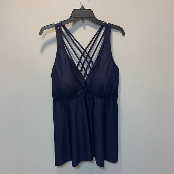 NWT Firpearl Plus Size Navy Bathing Suit for Women Flowy Tankini Top  sz… - Picture 6 of 13